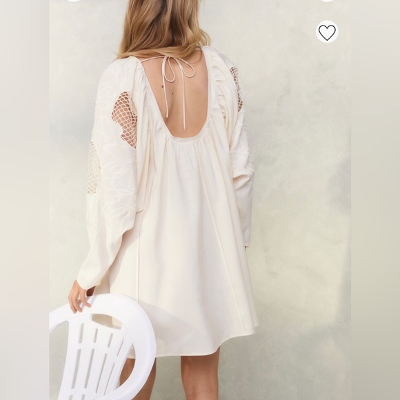 One of a Kind Boho Hand Painted Laser Cut Dress - Picture 8 of 10